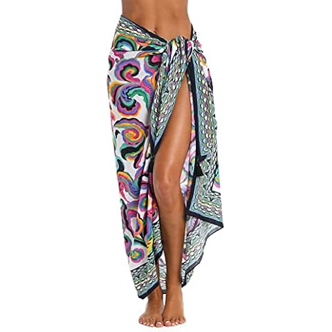 Sunshine 79 Women's Swimsuit Beach Cover Up Pareo Swimwear, Multi//Psychedelia, One Size Cover