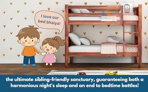 Image of Custom Decor Solid Sheesham Wood Bunk Bed for Home /Hotel /Hostel (Zenflow-1)