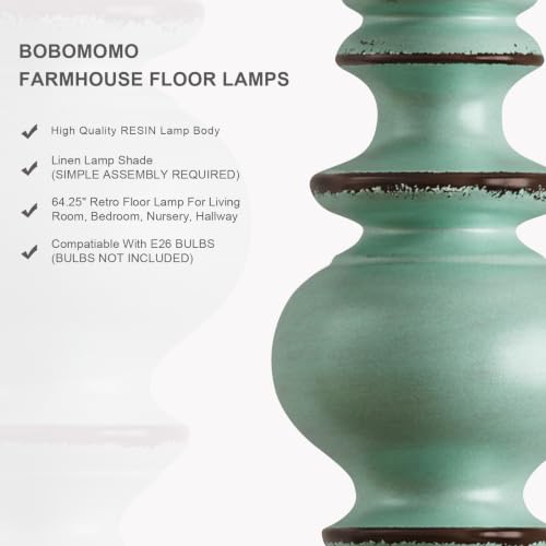 Image of BOBOMOMO 64.25 inch Farmhouse Floor Lamp with Remote, Dimmable Floor Lamp with Adjustable Color Temperatures, Antique Blue Standing Floor Lamp for Living Room Corner, Bedroom & Nursery, 9W Bulb Included