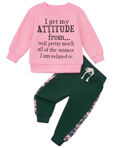 Image of Toddler Baby Boy Girl Clothes with Pockets 2PC Long Sleeve Pullover Sweatshirt and Pants Infant Fall Winter Outfit
