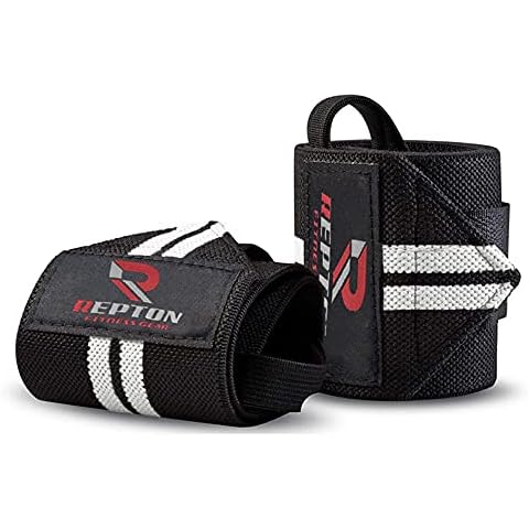 Weightlifting Wrist Wraps - Professional Grade with Thumb Loops - Wrist Support Braces - Men & Women - Weight Lifting, Crossfit, Powerlifting, Strength Training Straps (Black & White, 13) Cover