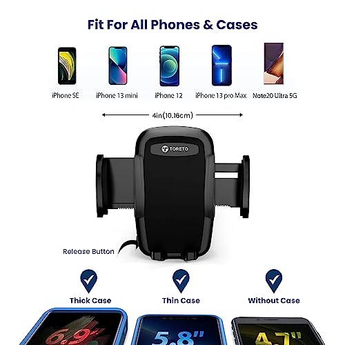 Image of Toreto Grasp-9 AC Vent Car Mobile Holder with 360 Rotational, Quick Release Button, Compatible with All Smartphones Devices (TOR-172)(Black)