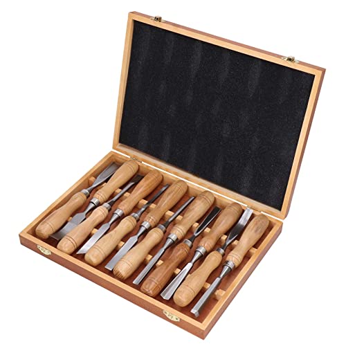12Pcs Wood Chisel Set, 60CRV Blade Wood Carving Chisels Kit, Woodworking Hand Tools, Wood Carving Tools with Wooden Storage Case