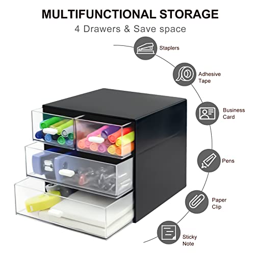 Zuiaso Desk Organizer With Drawer, Desk Storage Box, Plastic Office Stationery Supplies Organizers, Desktop Organizer For Office School Home thumb #1