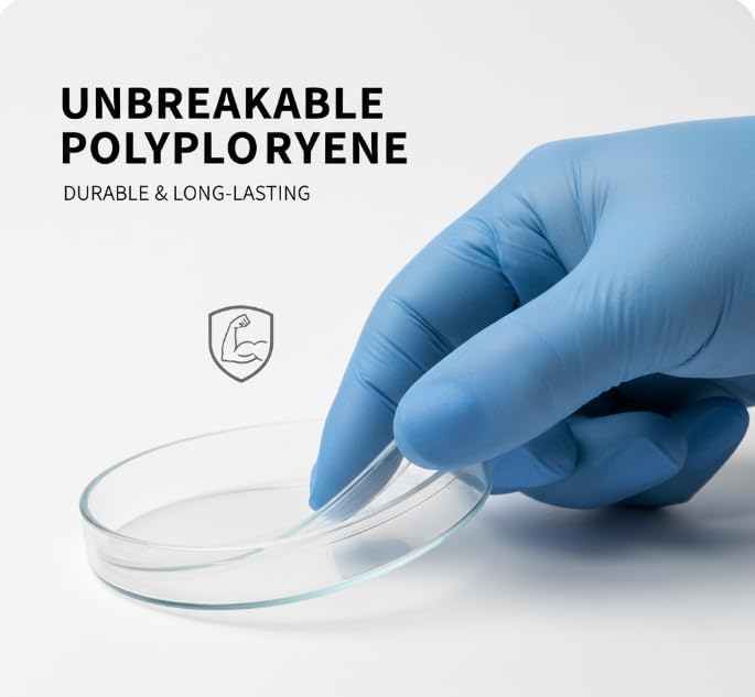 Image of Genxx Polypropylene Petri Dish 50MM (PACK OF 12) Clear and Unbreakable Lab Culture Dish, Autoclavable Plastic Petri Plate for Science Experiments and Laboratory Use