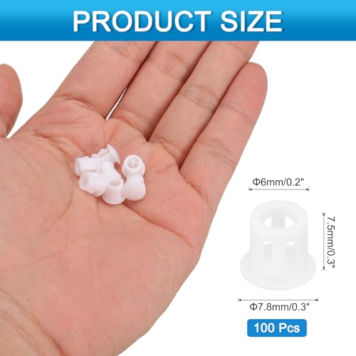 Image of uxcell 100pcs Nylon Plastic Hole Plugs, 1 /5 inch (6mm) Round Drill Screw Hole Plugs Covers, White
