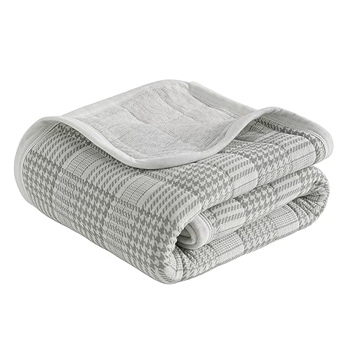 Image of NTBAY Jersey Cotton Quilted Toddler Blanket, Breathable and Warm for Boys and Girls Baby Blanket, 30x40 Inches, Grey Grid