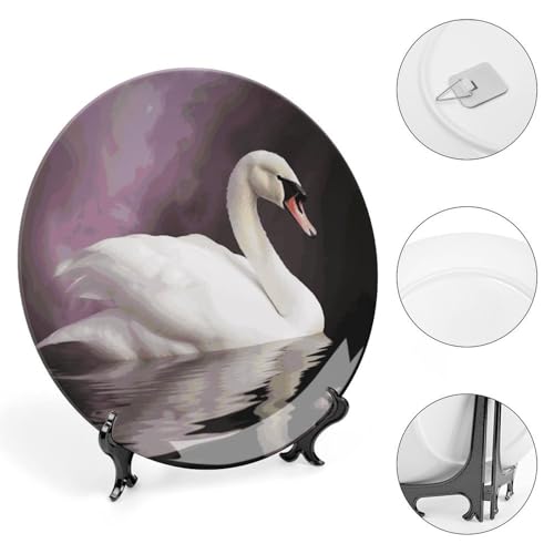 Plato decorativo de cerámica Bone China White Swan 7 pulg miniatura 4