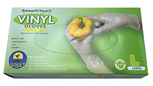 Sunset Powder Free Vinyl Gloves (Large)