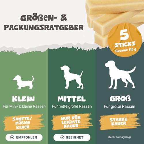 Pets Purest Himalaya-Yak-Milch-Kauartikel 5 Stück - 100% natürliche Käseknochen-Leckerbissen - Für alle Altersgruppen - Lang anhaltender Protein- & Kalzium-Zahnstick - gegen Plaque/Zahnstein