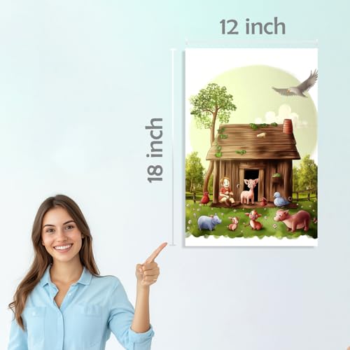 Image of SiddArtify Charming Farm Animals - Peaceful Landscapes Art Print Set - Sticker - 12x18 Inch - Pack of 6 Wall Room Decoration art Poster Prints