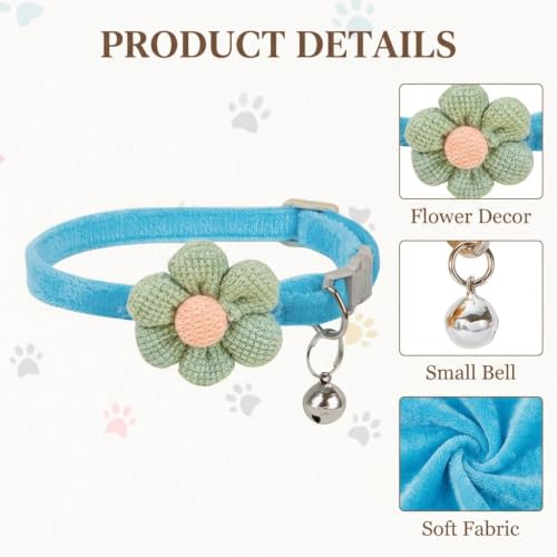 Image of Qpets Crochet Flower Cat Collar Quick Release Cute Plush Kitten Neckband