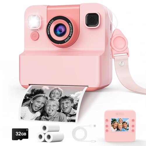Kids Camera Instant Print Toys for Teenage Girls:1080P HD Digital Video Cameras for Girls, Christmas...