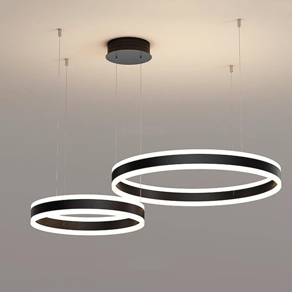 SBZIOJHDR Ceiling Lights, Large Chandelier 3 Ring with Remote Control Dimmable for Living Room Dining(2 Rings 40+60cm)