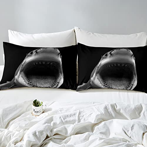 Loussiesd Shark Bed Set Ocean Bed Sheets for Kids Boys Girls Ocean Marine Sheet Set Creature Sealife Bedding Sheets Black 1 Bed Sheets Single Size - Image 3