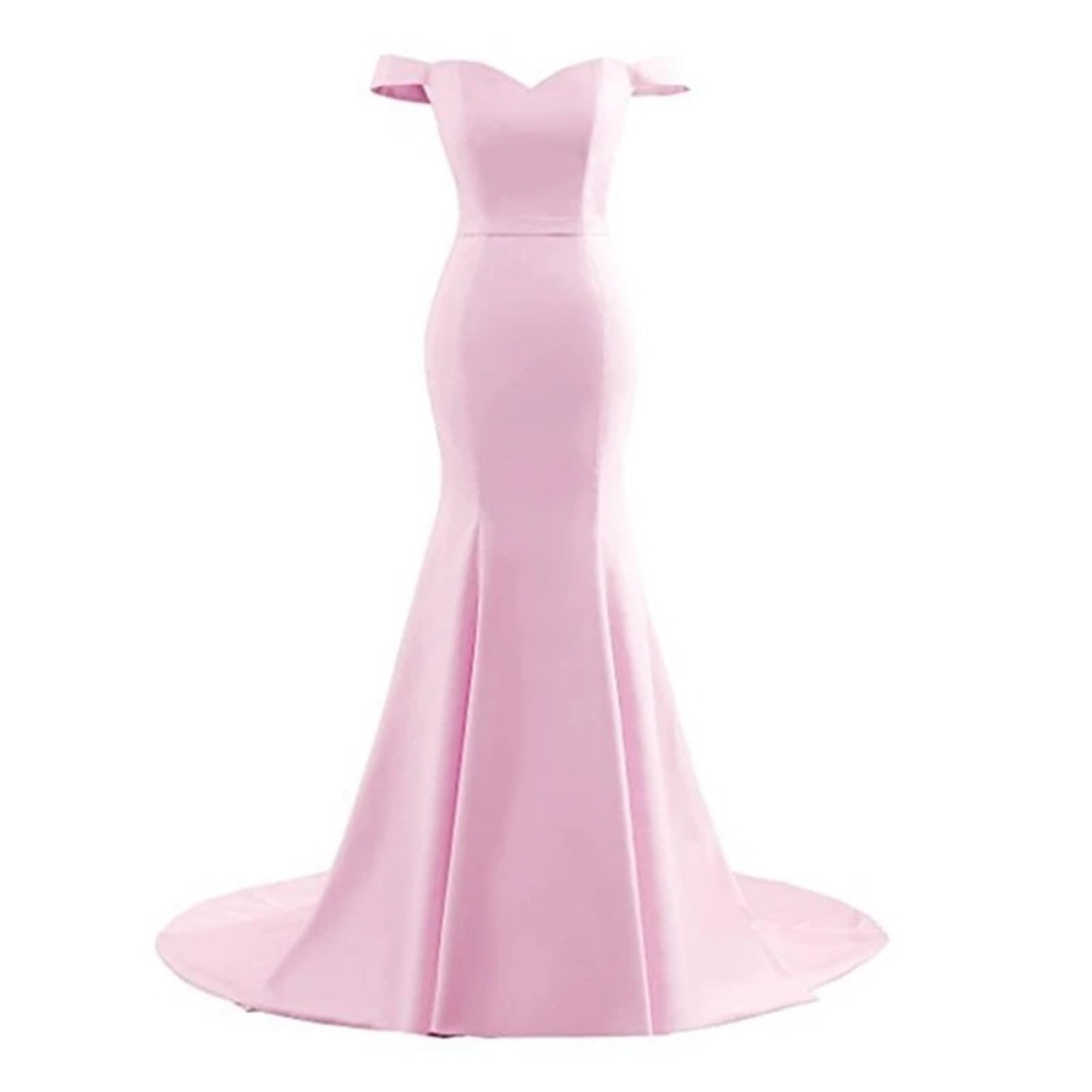 Vestidos de Dama de Honor Vestidos de Dama Honor Azul Real, Vestidos Sirena for Fiesta Bodas, satén, Escote en V, Hombros Descubiertos, Mangas Cortas para la Noche(Purple,16)