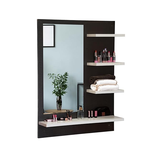 PEDFIX Wall-Mounted Bathroom Mirror with Storage Shelves, Black Frame with White Shelves, 180 x 120 x 20 cm-image-17