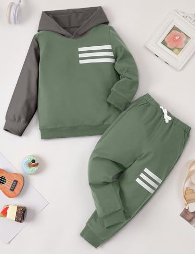 Image of Toddler Boy Clothes Long Sleeve Hoodie Sweatsuits Tops and Pants 2Pcs Boys Fall Winter Outfits Set