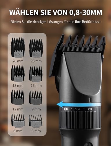 Haarschneidemaschine Profi Haarschneider Leiser Motor Selbstschärfende Titanium Keramik klingen Langhaarschneider Akku Kabellose 2000mAh Batterie Haartrimmer Set für Familien