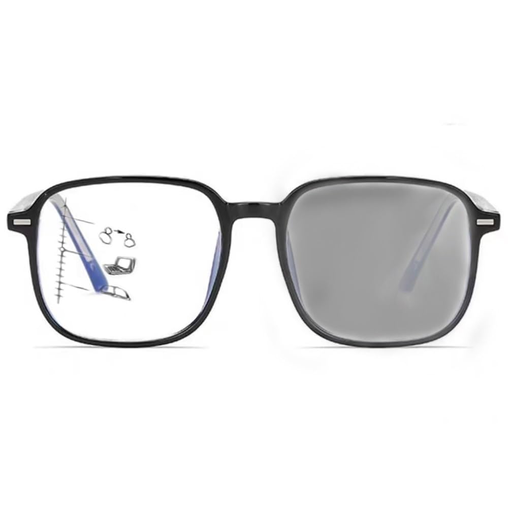 NILZA Photochrome Lesesonnenbrille Große Gläser Quadratische Sonnenbrille Progressive Multifokale Lesebrille Sonnenleser UV Schutz (Size : +3.0)