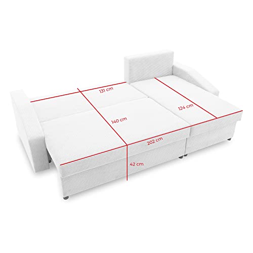 Ecksofa Dorma mit schlaffunktion, einfacher Aufbau, modernes Design, polstermöbel. Schlafcouch zum Wohnzimmer. Widerstandsfähiges, Minimalistisches Design (POSO 100)