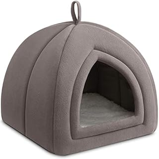 Hollypet Cat Bed Kitten Bed Small Dog Bed Cat Tent Comfortable Igloo Pet Bed with Removable Cushion Cat Sleeping Cave, Dark Grey(38 * 38 * 43cm)