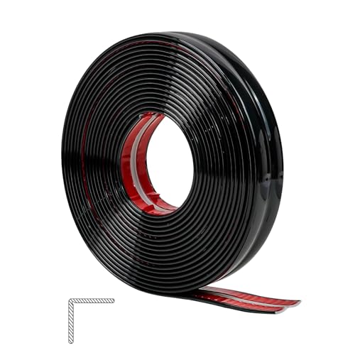 ZOWZOW 2 cm ×6,1m Moldura de Pared, Protector de Esquina de Pared Autoadhesivo, Protector de Esquina en Forma de L & Protector de Bordes, Moldura de Esquina para Pared, Techo, Muebles, Marco, Negro