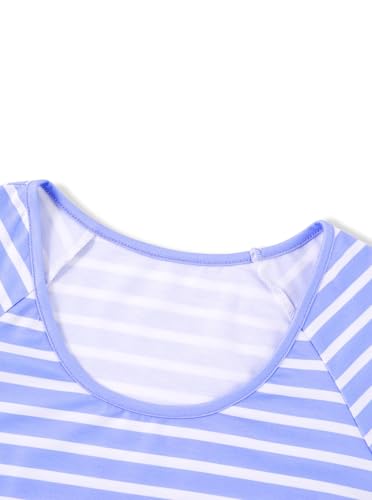 Image of Hilinker Women Striped Pajama Set Short Sleeve Top with Shorts Sleepwear Pjs 2 Piece Lounge Sets