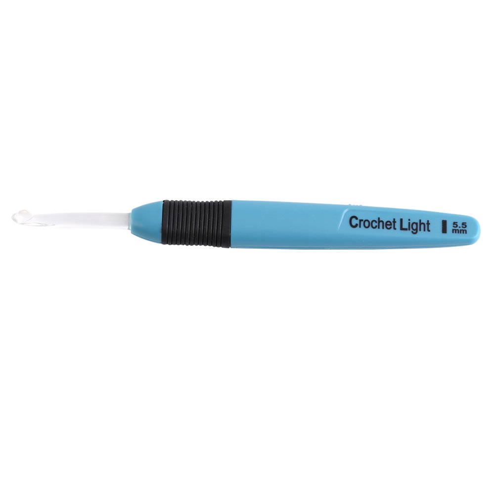 Light Up Crochet Hooks，Akozon 1 pcs Led Light Up Crochet Hook Knitting Needles Weave Sewing Tool Accessories (5.5mm)
