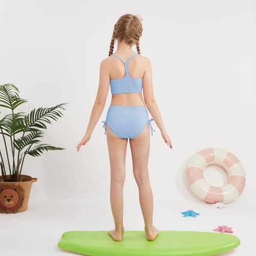 Image of Weixinbuy Girls Swimsuits Summer Bathing Suit for Teens Girls 2 Piece Bikini Set Solid Beach Swimsuit Swimwear for Girls