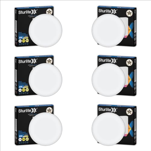 Image of Sturlite Lexxo 8W (3in1) Round LED Surface Light| Warm, Neutral & Cool White Color Temperature | 640 Lumens with CRI Tech for Accurate Color Representation - (Pack of 6) LED Bulb