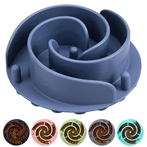Slow Feeder Dog Bowls Insert, Bestalk Soft Silicone Slow Eating Feeder Insert with Suction Cups for Small, Medium and Large Dogs, Fit into Basic and Elevated Dog Bowls, Dark Blue