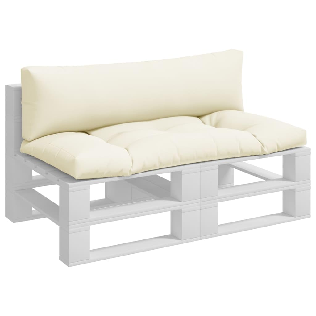 Cuscini per pallet, 2 pezzi, in tessuto crema, 110 x 58 x 10 cm, cuscini per seduta e schienale, imbottiti, impermeabili, morbidi e confortevoli, per esterni, balcone, terrazza, sedia da