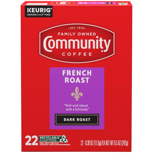 Image of Community Coffee French Roast Extra Dark Roast Kcup Pods, 22 Count (Pack of 1)