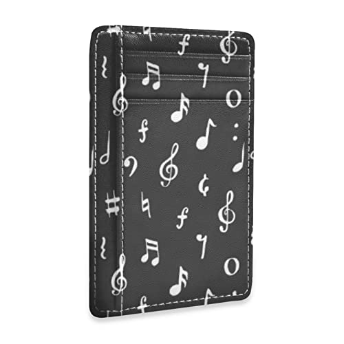 OTVEE Music Notes Slim Minimalist Wallet Rfid Blocking Card Wallets PU Leather Front Pocket Wallets