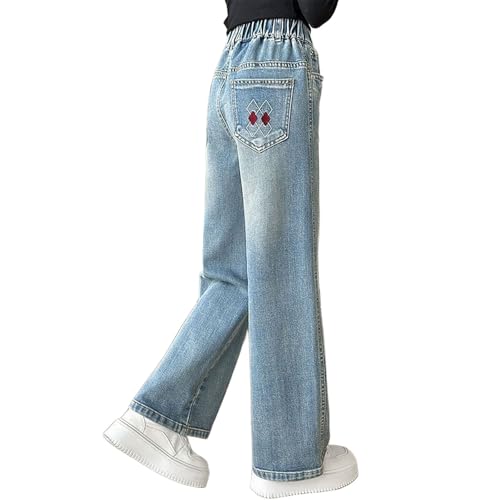 Girls Cargo Pants 2025 High Waist Baggy Wide Leg Jeans with Pockets Y2K Streetwear Denim Trousers for Teens and Kids2