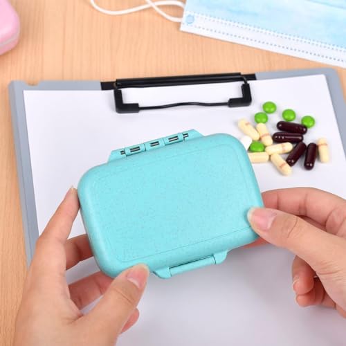 LEEQBCR 1 stuk pillendoos, mini-pillendoos, afneembare pillendoos, 3 vakken, draagbare pillendoos voor reizen, vitamine-pillendoos, pillendoosje (blauw) - Afbeelding 6