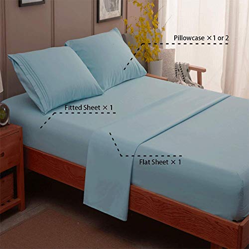 Image of SONORO KATE Bed Sheet Set Super Soft Microfiber 1800 Series Luxury Egyptian Sheets 16-Inch Deep Pocket,Wrinkle and Hypoallergenic-4 Piece (Spa Blue, Full)