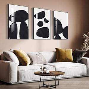 Abstract Wall Art Prints, Framed Wall Art for Living Room, Bedroom, Dining Room, Nursery, Office, Kitchen, Bathroom (Black, 24″X 32″ X 3 panel)