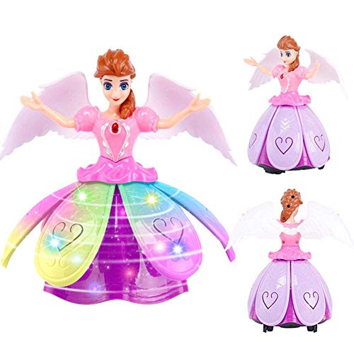 Image of Dancing Miracle Princess Toy Doll with Wings Interactive Revolving Cute Doll Colorful LED Lights and Music for Girls