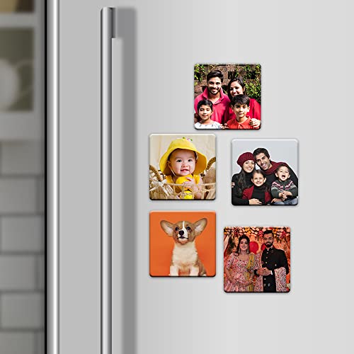 Photojaanic - Juego de 5 imanes personalizados para nevera de 5,8 x 5,8 cm, recuerdos de boda, viajes, recuerdos de bebé