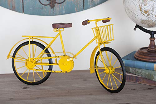 Deco 79 Metal Bike Sculpture With Wood Accents, 19" X 4" X 10", Yellow #TOP24