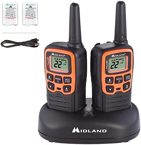 Midland - X-TALKER T51VP3, 22 Channel FRS Two-Way Radio - Extended Range Walkie Talkies, 38 Privacy Codes, NOAA Weather Alert (Pair Pack) (Black/Orange)