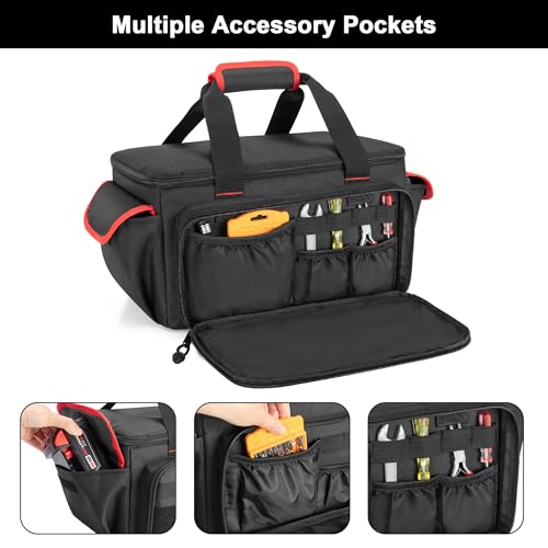 Image of Rexmica Carrying Bag Compatible with Milwaukee M18 18V Cordless Tire Inflator 2848-20, Tire Inflator Storage Bag Compatible with Milwaukee M18 Inflator, Charger, Battery or Air Pump Accessories, Black