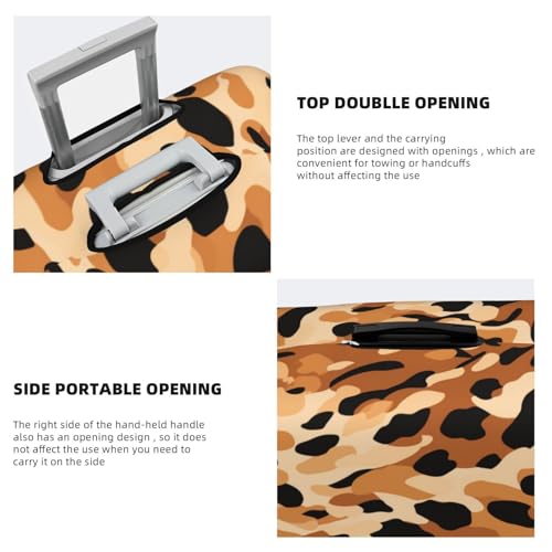 Brown And Black Leopard Print Elastic Travel Luggage Covers Dustproof Scratch-Resistant Suitcase Protector Fit 22-24 Inch3