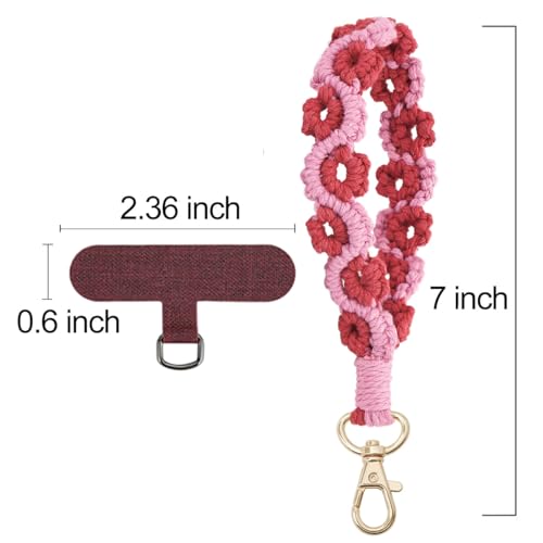 Boho Macrame Phone Wrist Strap, Cell Phone Lanyard with Tether Tab, Purple - Photo 10 sur 85