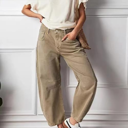 Barrel Jeans for Women 2025 Trendy High Waisted Wide Leg Baggy Cropped Relax Fit Stretch Denim Trouser Ankle Pants3