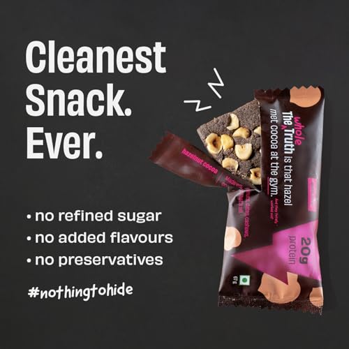 Image of The Whole Truth - High Protein Hazelnut Cocoa 20g Protein Bar - Pack of 5 x 67g each - No Preservatives - No Artificial Flavours - All Natural