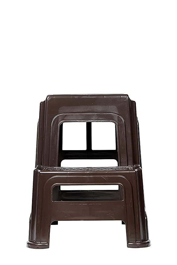 Image of SKYGLAMOUR Supreme Plastic Multi-Purpose Step Stool for Home | Office&Kitchen Use with Weight Bearing Capacity of 150 Kg | 2 Step Stool for Home| Color: Wenge; Qnt: 01 Pcs.