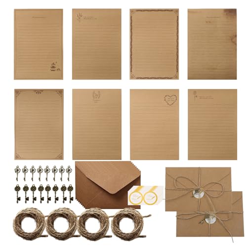 96 PCS Vintage Stationery Set, 32 Aged Paper with 16